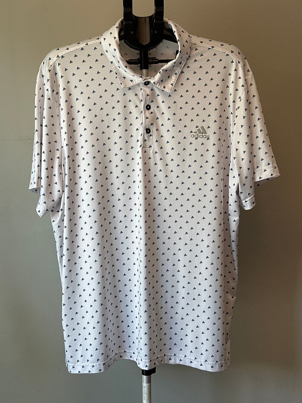Adidas Golf Ultimate365 Polo Shirt Men XL White Allover Print Blockcore